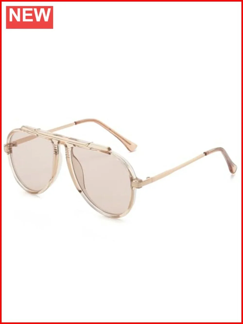 Oversized Aviator Sunglasses Women Metal Temple UV400 Protection Retro